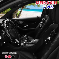 7 sets of diamond inlaid PU embroidered crown car steering wheel cover hand cover shoulder cover automotive supplies