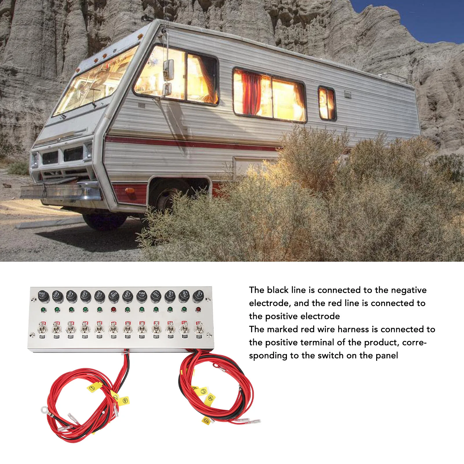 

ON Off Panel 12 Gang Toggle Panel Rust Resistant 15A Stainless Steel Polished Surface4 12‑24V for Racing Cars Trucks Yachts