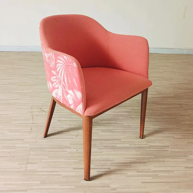 wood grain, western restaurant chair, theme restaurant creativity, fabric armrest dining chair, casual book chair