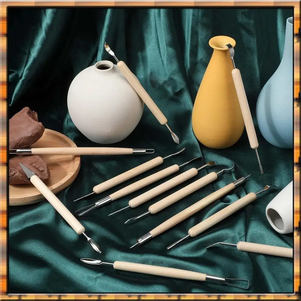 

A78K Новый 36-комплект инструментов для резьбы по глине, набор двусторонних инструментов из полимерной глины с гладкими деревянными ручками, керамические инструменты