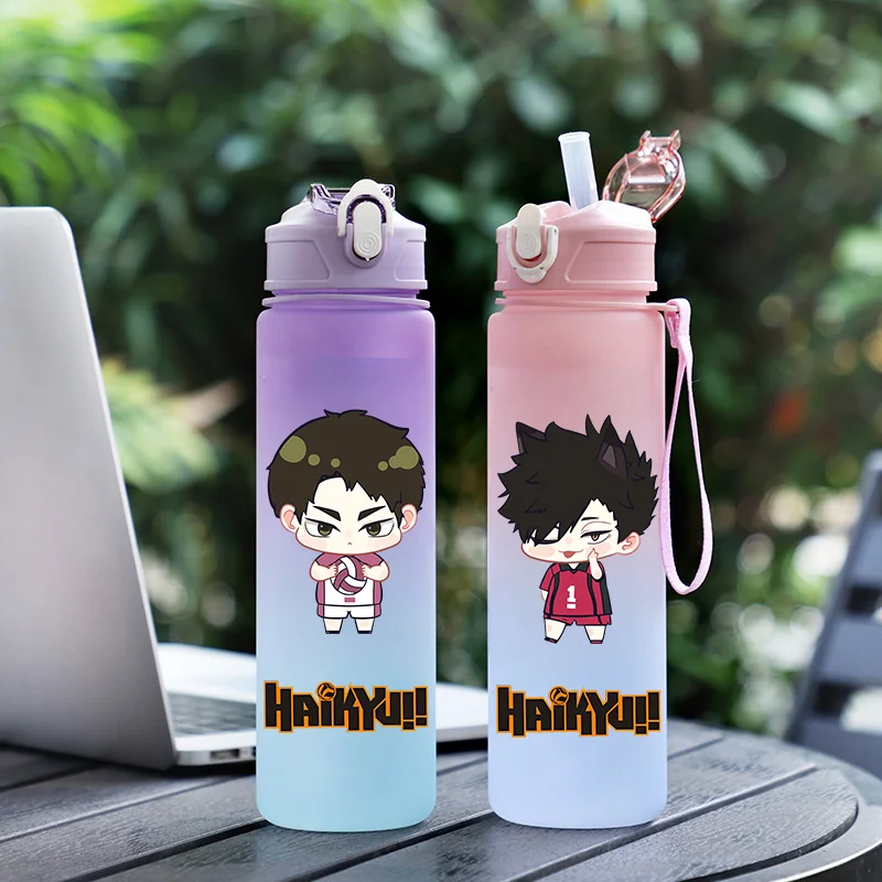 Haikyuu Gradient Color Plastic Cup 750ml Aldult Portable Large Capacity  Student Outdoor Sports Cartoon Childrens Drinking Cup