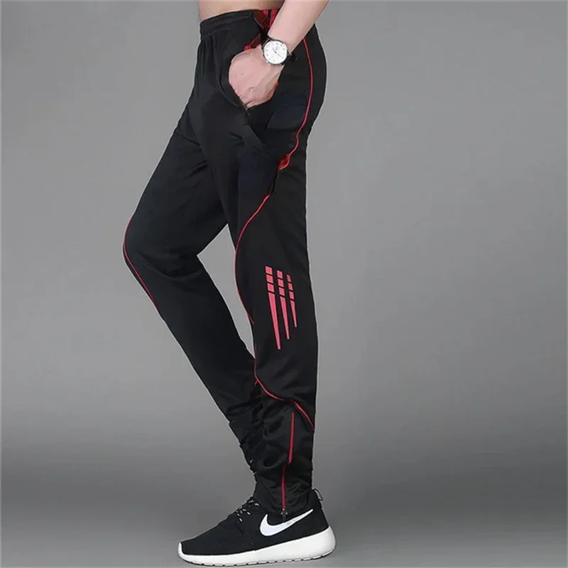 Men Women Sports Running Pants Football Training Jogging Leggings with Zipper Pockets