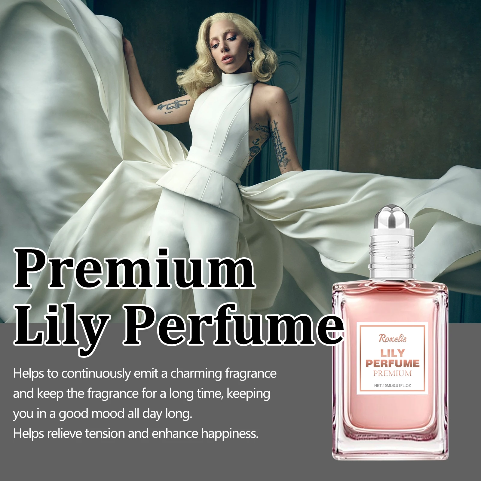 Roxelis Premium Lily Perfume Women\'s Pheromone Perfume Women\'s Fragrance Natural Fresh Fragrance Charm Perfume Ball 0.51 oz