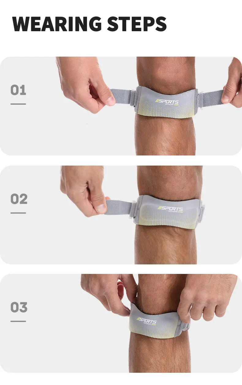 2-teiliges Kniepolster, verstellbarer Kniegurt, Patellasehne, unter Druck stehender Schutz, Stützschieber, Polsterschutz, Badminton, Laufen – Detail 13