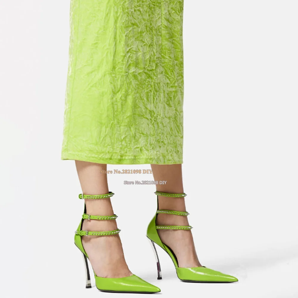 

Women's design new pointy toe buckle strap blade heeled pumps sexy super high thin heel ankle wrap dress shoes