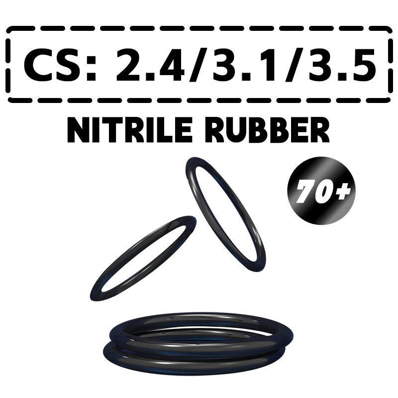 Thickness 2.4/3.1/3.5mm 70A NBR O-ring Cross Section Nitrile Rubber Sealing Gasket Rubber Washer Ring Wholesale in Specification