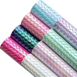 Woven Faux Leather Fabric, Embossed Soft Basketweave Vinyl, Textured Crafts DIY and Upholstery Pleather Sheets