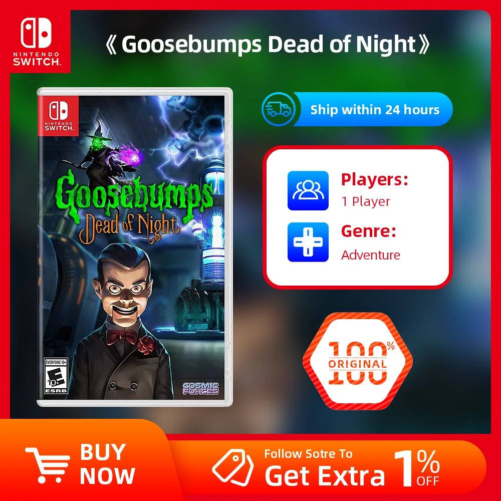 Nintendo Switch Game Deals - Goosebumps Dead of Night - Games Physical Cartridge Support TV Tabletop Handheld Mode