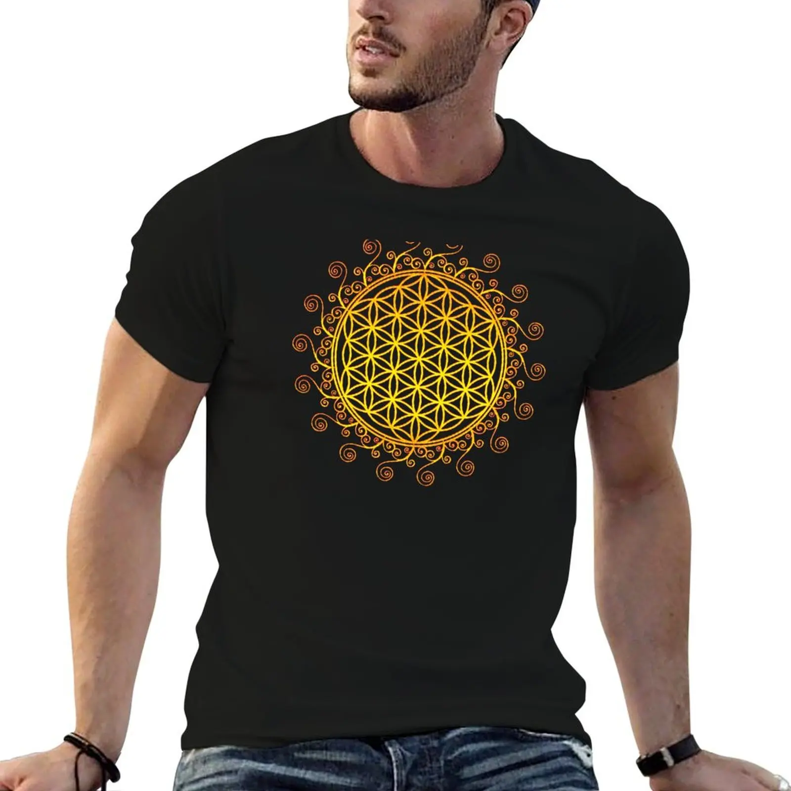 FLOWER OF LIFE, SACRED GEOMETRY, SPIRITUALITY, YOGA, ZEN, T-Shirt basketball graphic tees plus sizes t shirts for men cotton