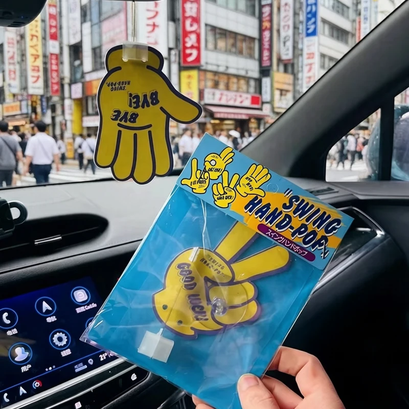 2 Japan JDM Car Dynamic Swing Hanging Ornament General Cartoon Interior Car Hanging Ornament Finger Gesture Hanging Pop Car Deco