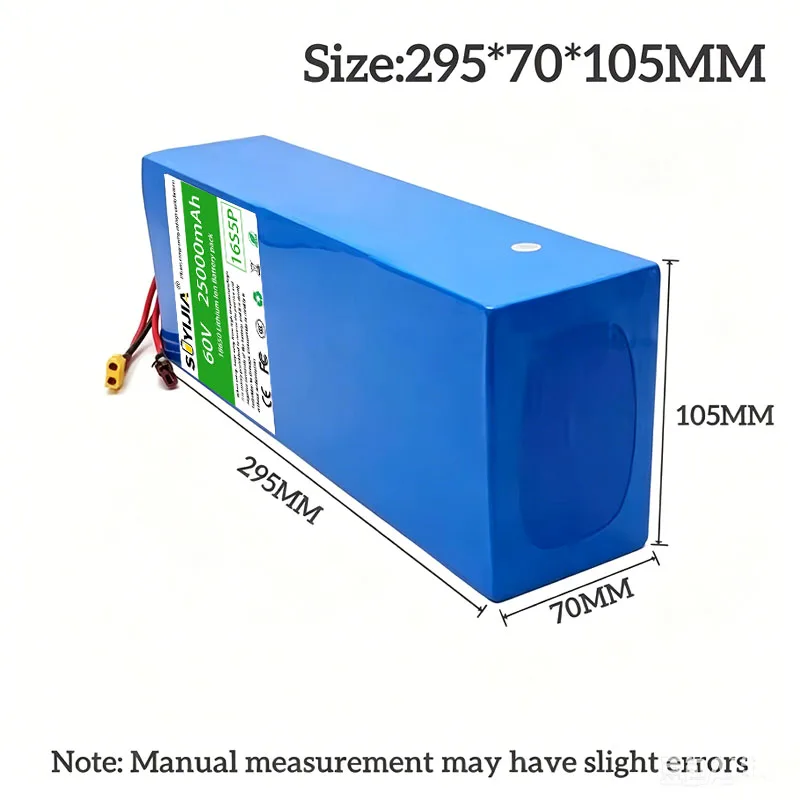 Batterie Au Lithium Pour Moto, Scooter Et Vélo, Moteur Avec BMS, 16S5P, 60V, 25AH, 1000W, 1200W, 1500W