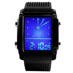 Electronic Watch LED Oblong Dial Adjustable Strap Waterproof Night Light High Accuracy Legible Unisex Couple Sports Wristwatch