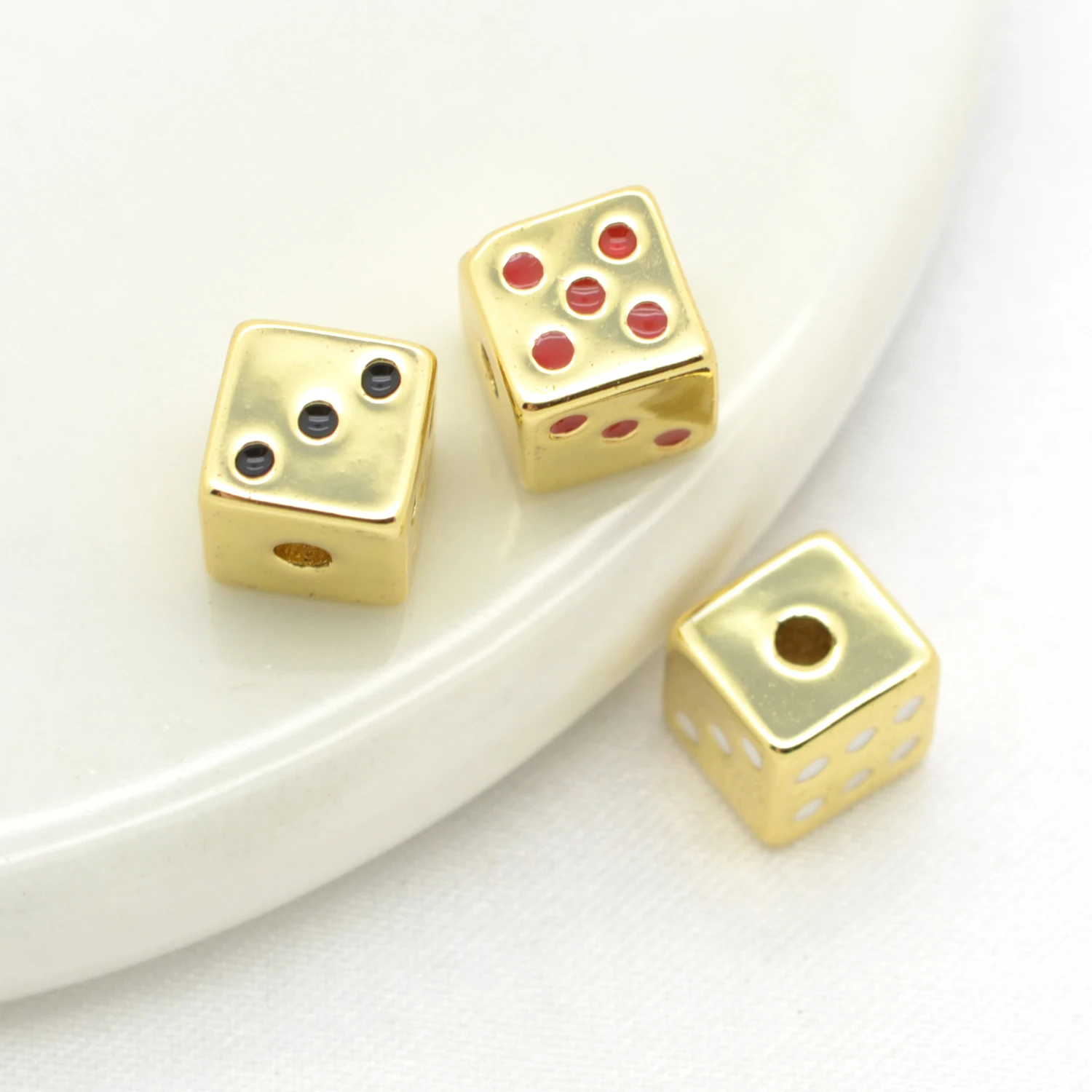 Gold Color Dice Spacer Beads Brass Bead Metal Cube Loose Beads for Jewelry Making Supplies Handmade DIY Bracelet Necklace Chain