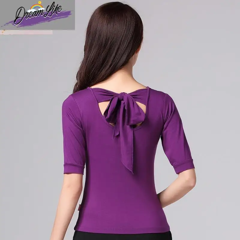 

Одежда для тренировок по современному танцам, женская футболка из модала, одежда для кадриль, одежда для фитнеса, новинка лета, смесь хлопка