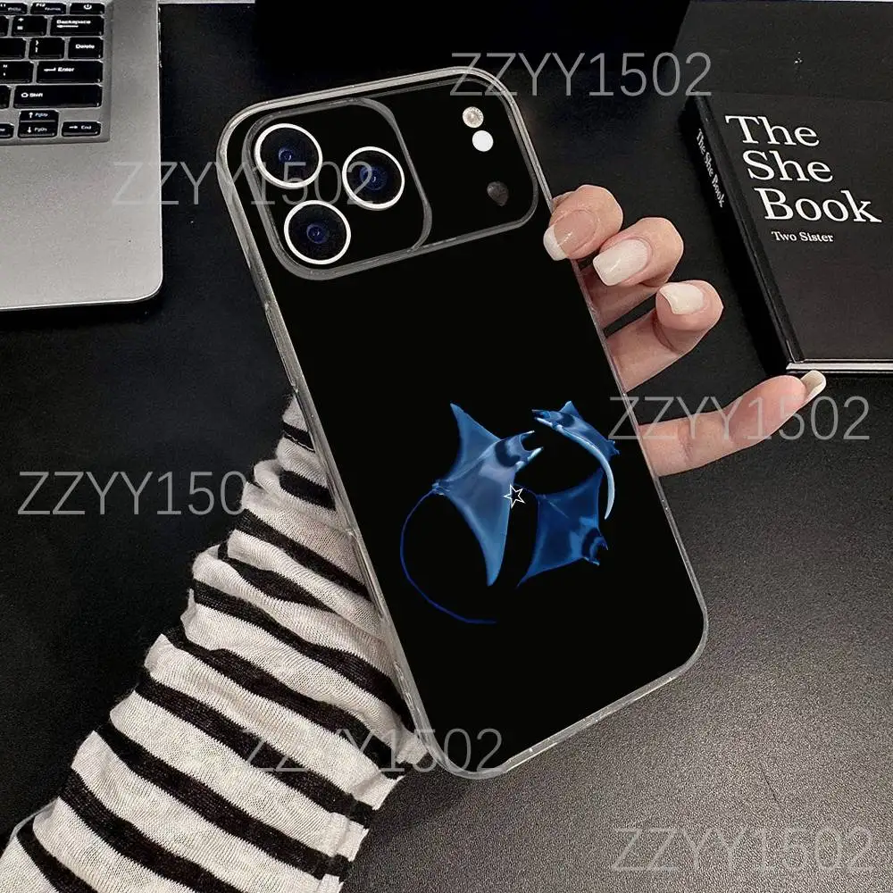 Oceano mar manta ray peixe caso de telefone para iphone 17,16,15,14,13,12,11 pro, max, plus, x,xs, xr, se4, e mini transparente macio