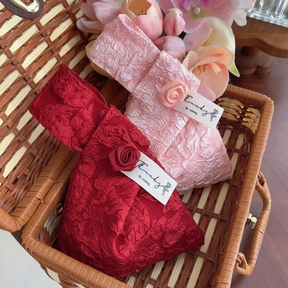 

Flower Pendant Tassel Knot Wrist Bag Printing Butterfly Orchid/Rose Chinese Style Handbag Temperament Cosmetic Bag