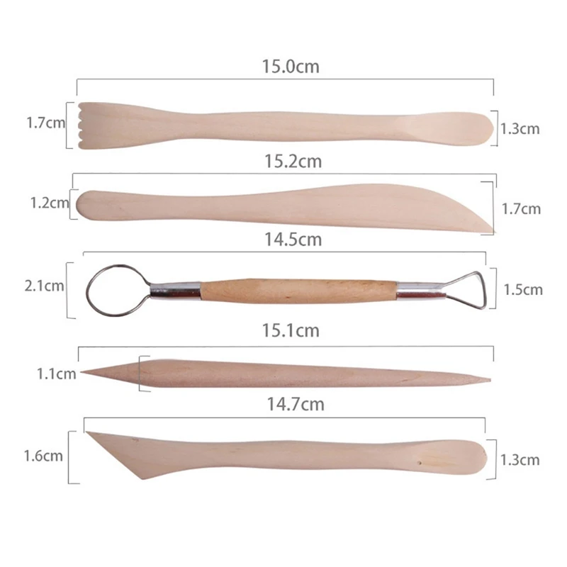 A35Q-45 Pcs Pottery Clay Sculpting Tool Sets For Beginners Professional Art Crafts Wooden Handle Modeling Ceramic Clay Tools