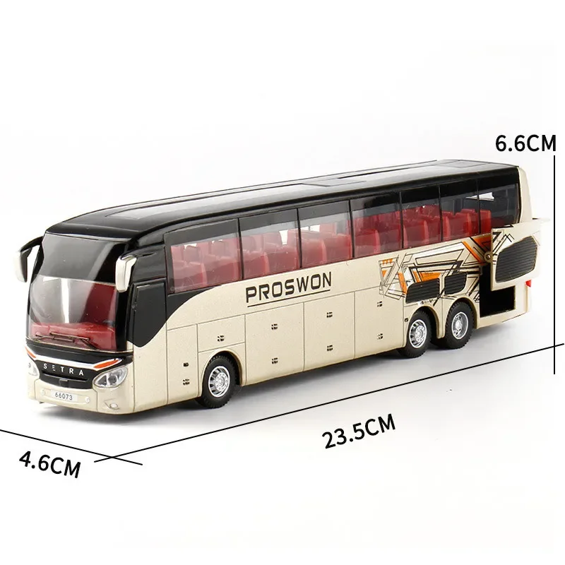 1:32 High Quality Alloy Business Bus Model Metal Diecasts Simulation Luxury Double Sightseeing Bus Pull Back Car Toys For Kids