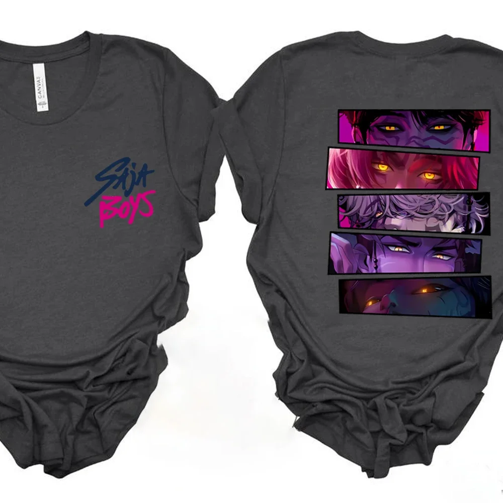 ساجا بنين 2 الجانب تي شيرت ساجا بنين بوي باند التي شيرت Kpop شيطان مستوحاة الفيلم قميص شيطان الصيادين موضة Harajuku Kawaii تي شيرت #4