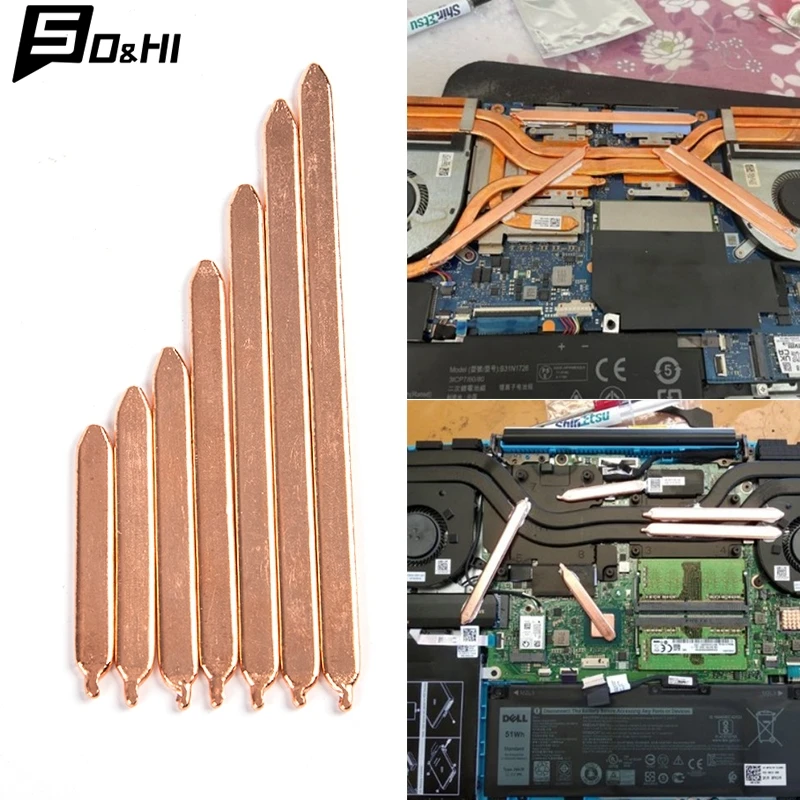 1Pcs 60mm-150mm Pure Copper CPU GPU RAM Heatpipe Tube Laptop Radiator Heating Cooler Flat Heat Pipes Heatsink Notebook Computer