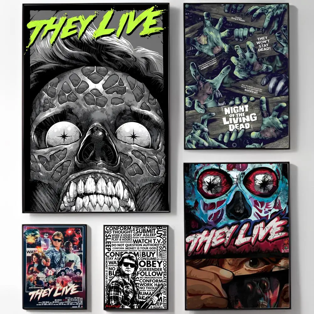 1pc T-they Live Horror Film Poster High-definition Art Sticker Self Adhesive Waterproof Home Decoration