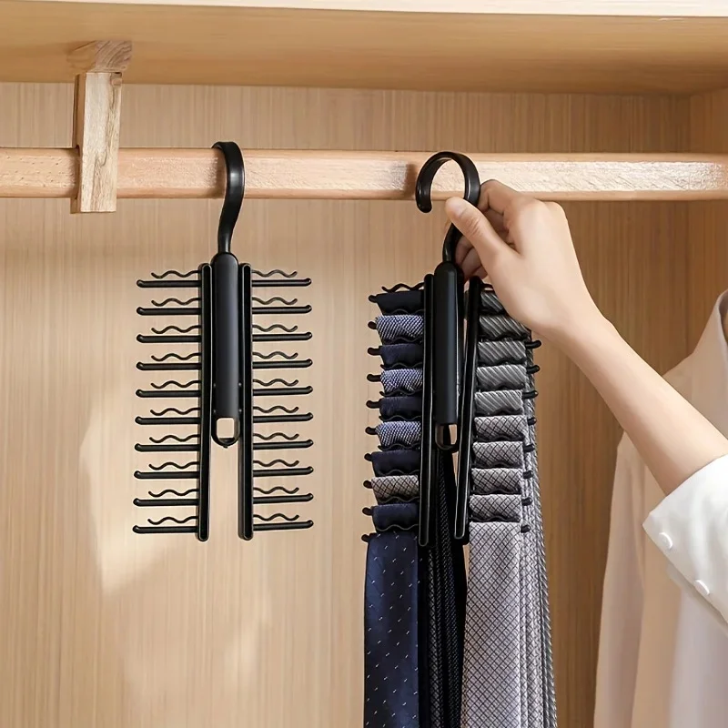 1pc 360 Degrees Rotating Multi-Functional Plastic Compact Home Hanger NEW Rack Holder Adjustable Belt Scarf 20 Tie