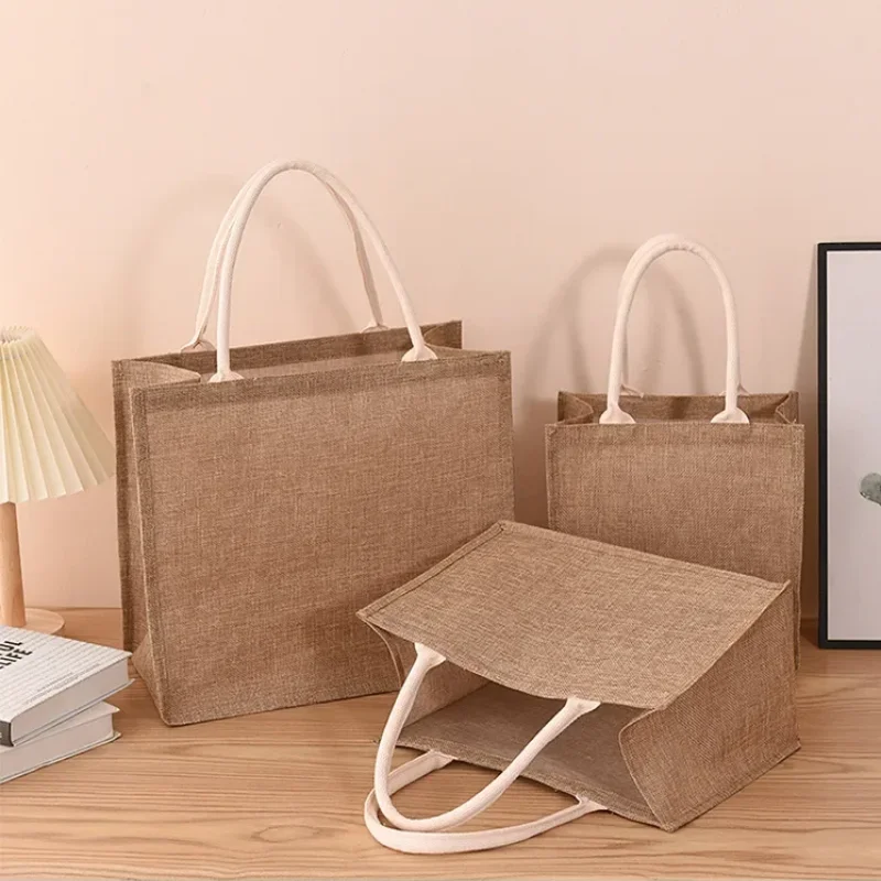 Linen Bag Hand-painted Cotton Sacks Jute Portable Imitation Sacks Linen Bags Shopping Bags Laminated Bags