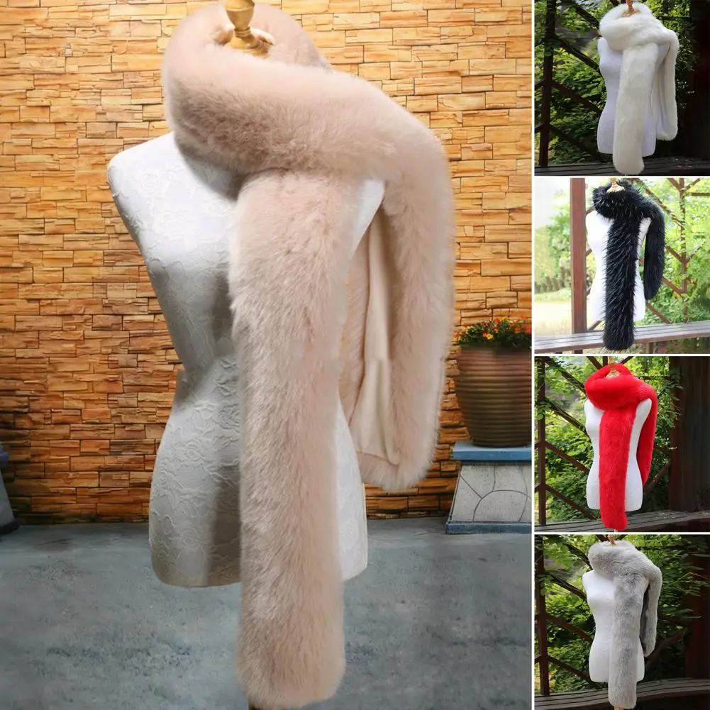 Comfortable Shawl for Women Women Long Scarf Women’s Long Thickened Scarf Soft Imitation Fox Fur Winter Wrap Solid for Weather
