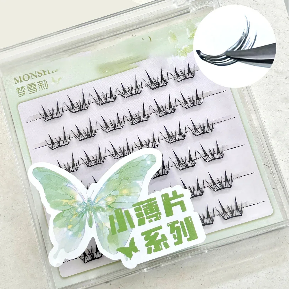 Glue Free False Eyelashes Ultra-thin Natural Curled with Butterfly Star Heart Fake Eyelash Single Cluster DIY Korean Eye Makeup