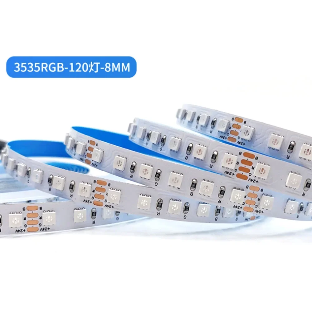 Double Row RGB LED Strip 2835 24V 12V 120-240LED/m 5m/lot LED Light Strips Flexible Neon Tape