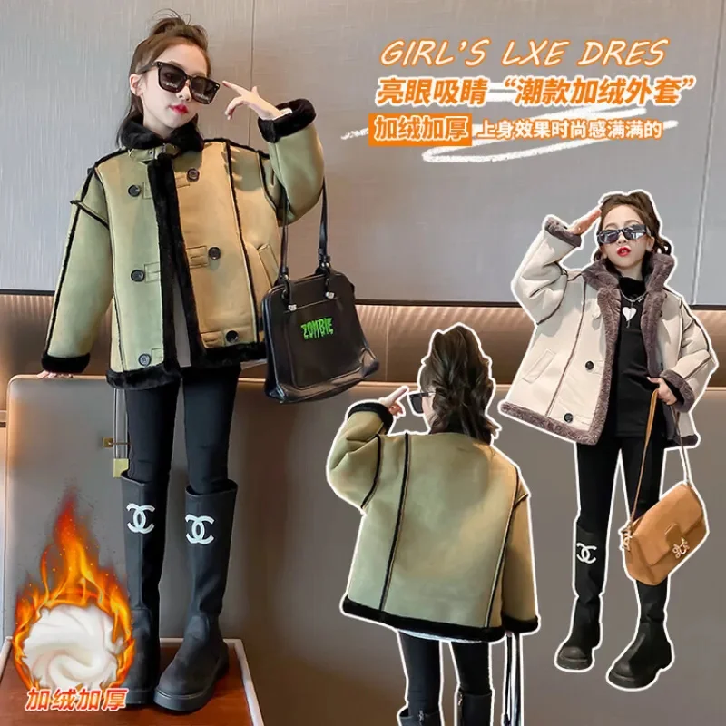 Girls Clothes Winter Casual Coat Fashion New Thick Warm Tops High Neck Design Jacket Cotton Children's Clothing for Teens 4-14 Y