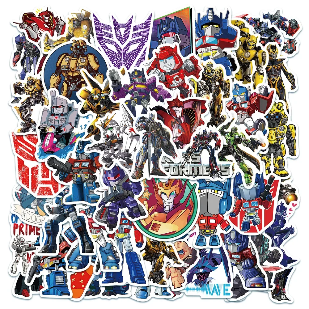 50Pcs Autobot Transformers Stickers for Laptop Motorcycle Car Skateboard Luggage Bike Waterproof Sticker Decals Kids Toys