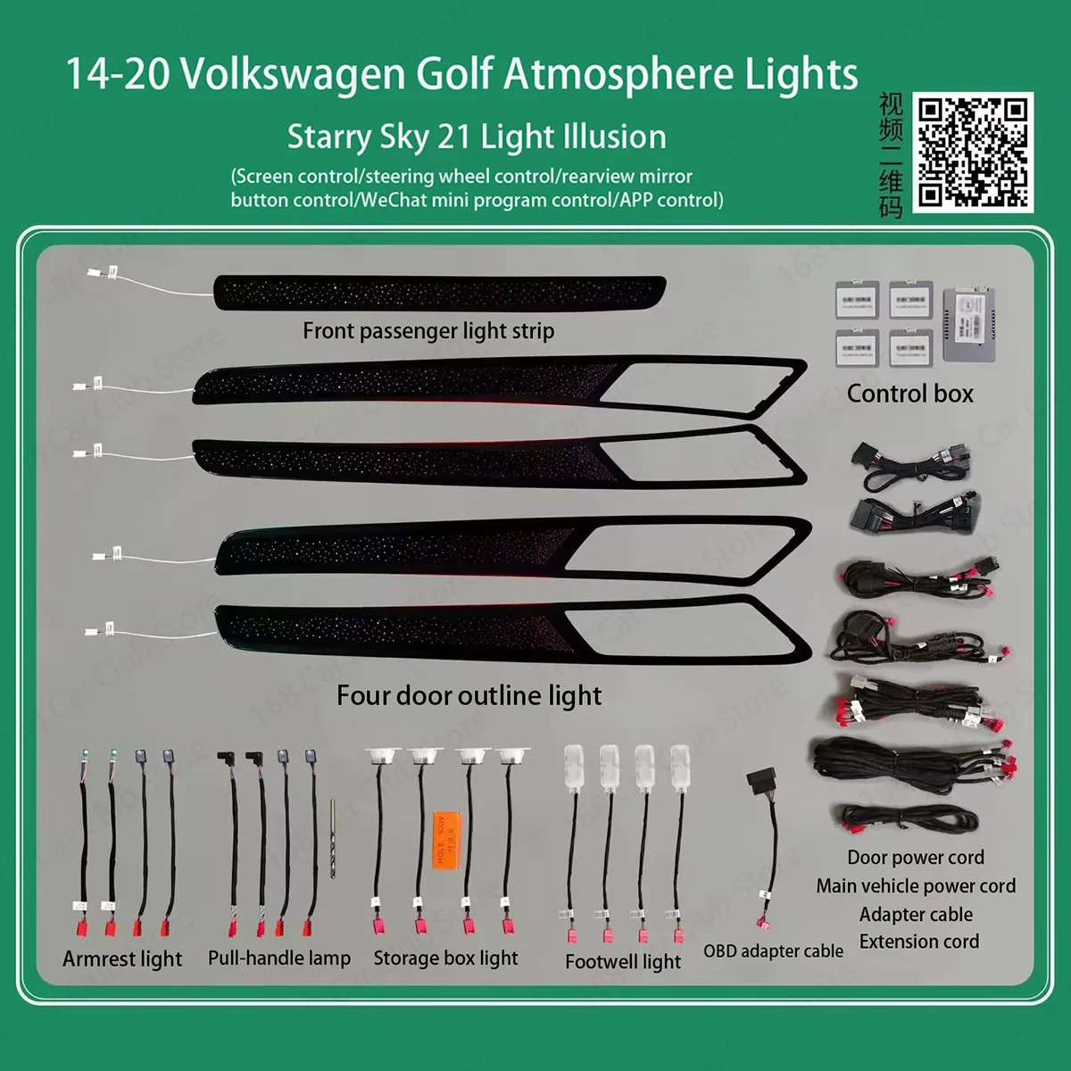 LED 10/30 Kleuren Sfeerverlichting voor Volkswagen Golf 7 GOLF 7.5 MK7 2014-2021 Auto Binnenverlichting RGB Decoratieve Sfeerlamp Ombouwset