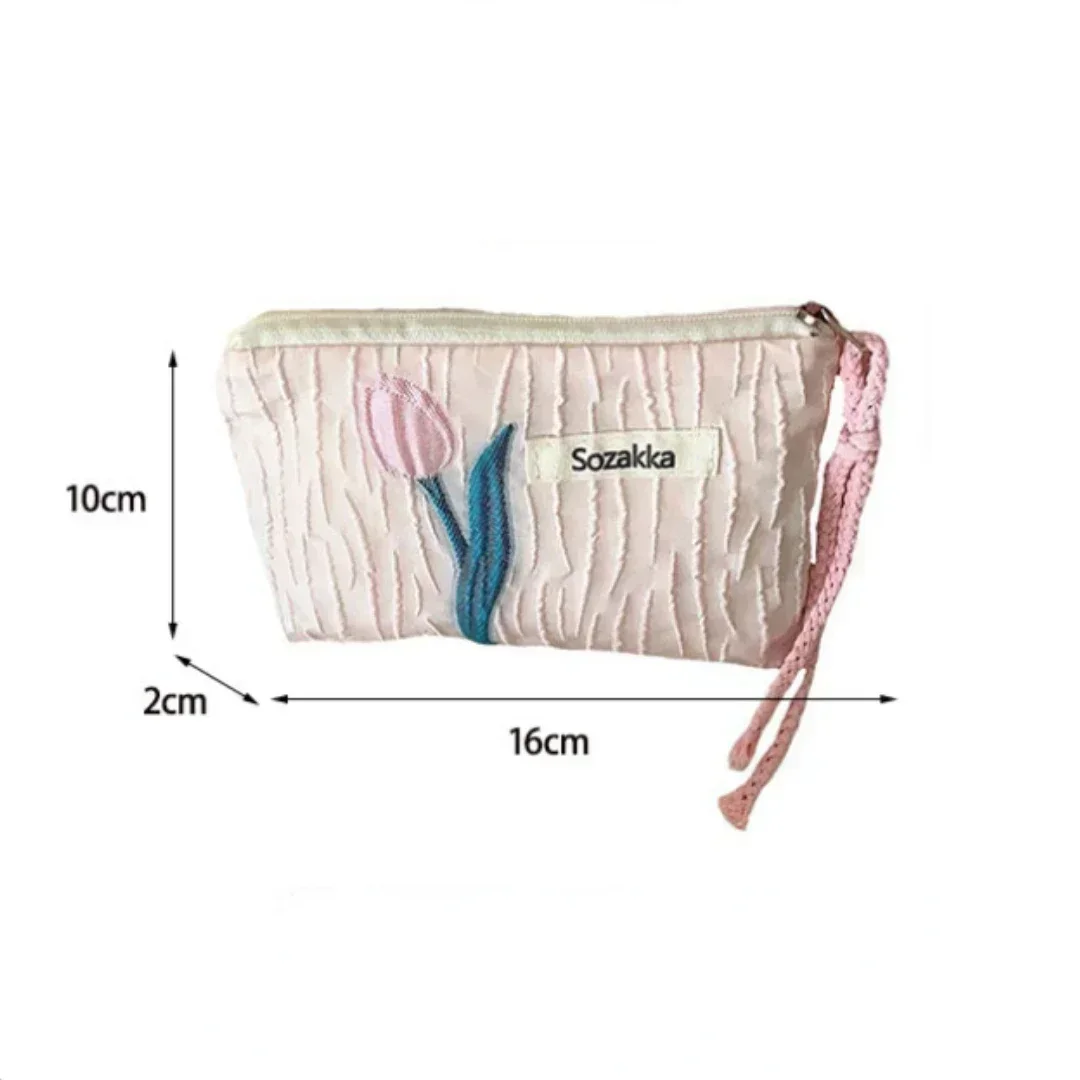 Flower Pattern Zipper Pouch Lady Girls Earphone Coin Key Money Storage Bag Coin Purses Small Fresh Cotton Coin Wallet