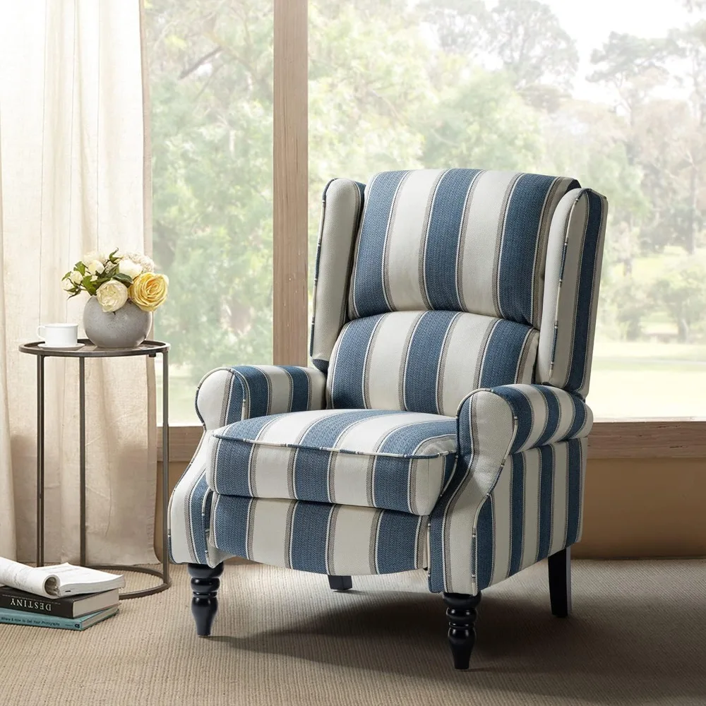 

"wingback recliner chair with adjustable footrest and single recline function, mid-century modern style lounge armchair"