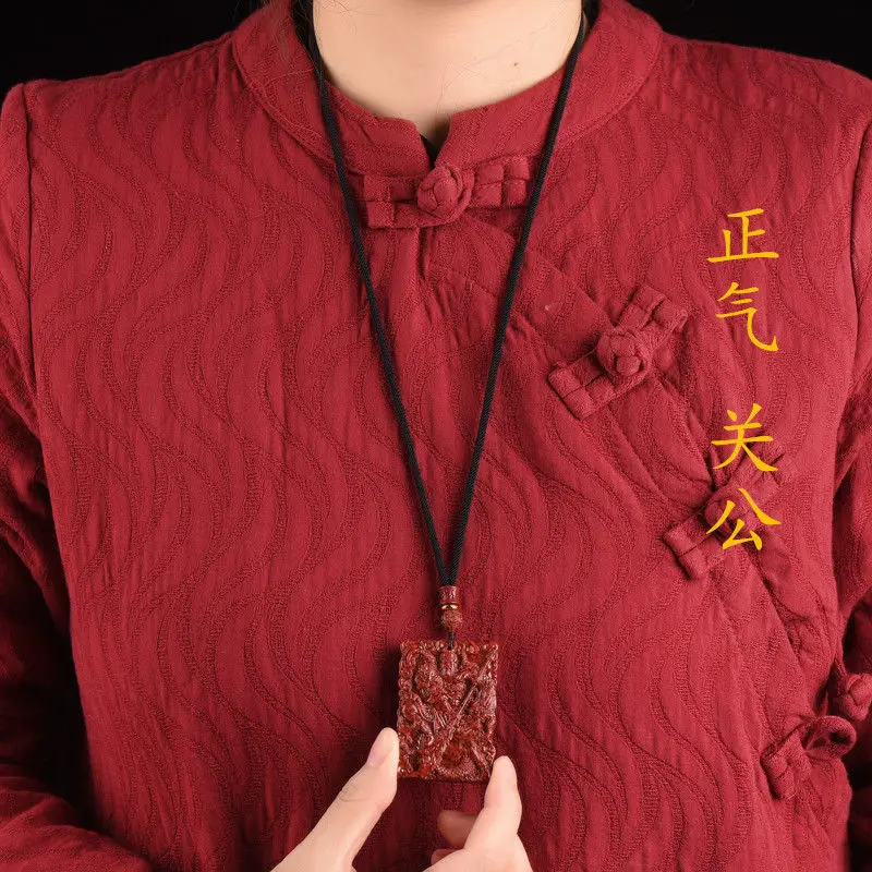 Natural raw ore crystal sand real cinnabar lovers Guan Gong pendant view 5