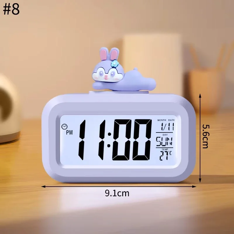 Kawaii LED Digital Clock Cartoon Pig Alarm Clock with Night Light Room Cute Watch Bedroom Bedside Ornaments Cute Rome Decor