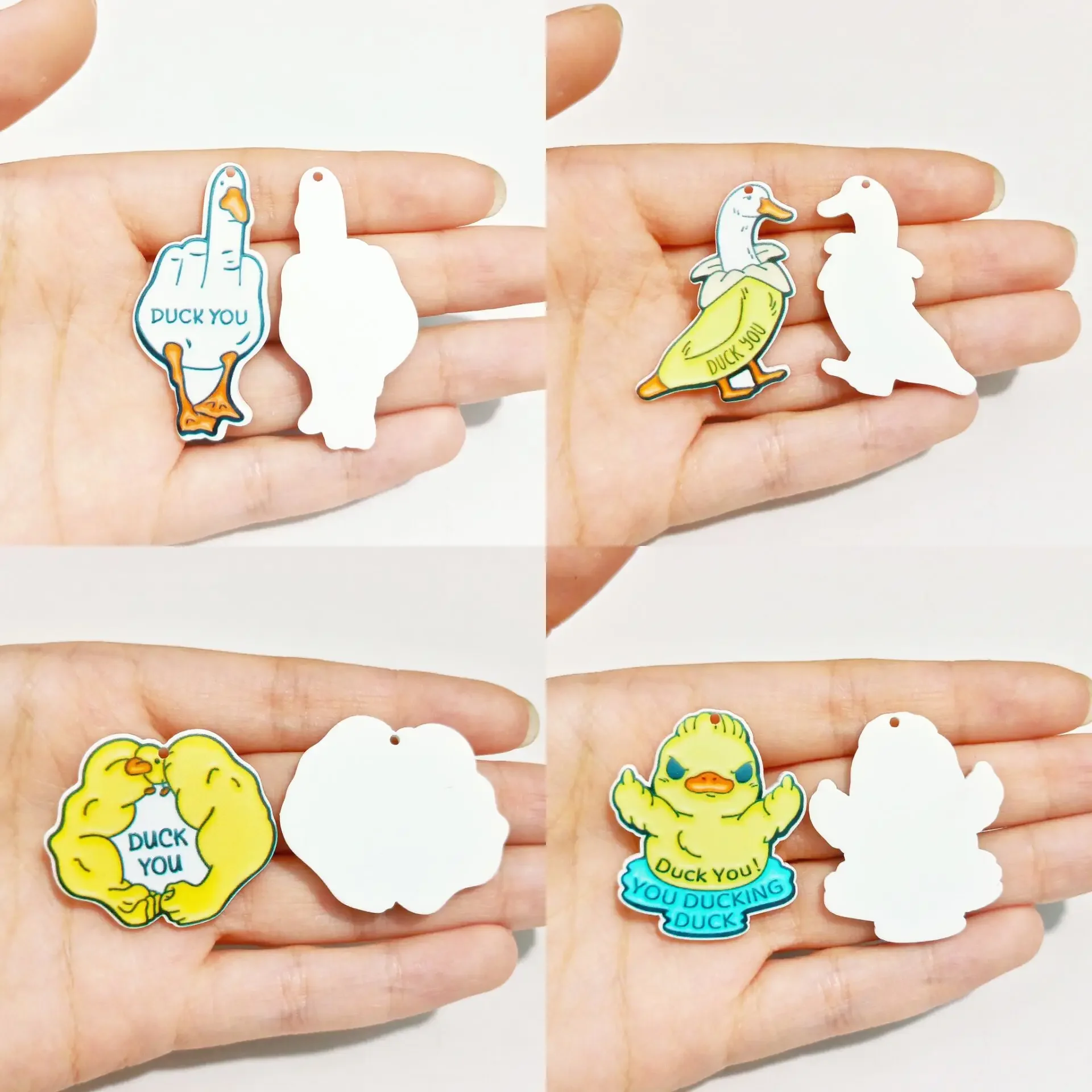 10 PCS Duck You Acrylic Epoxy Charm Banana Pendant For DIY Earring Bracelet Key Chain Making Gift