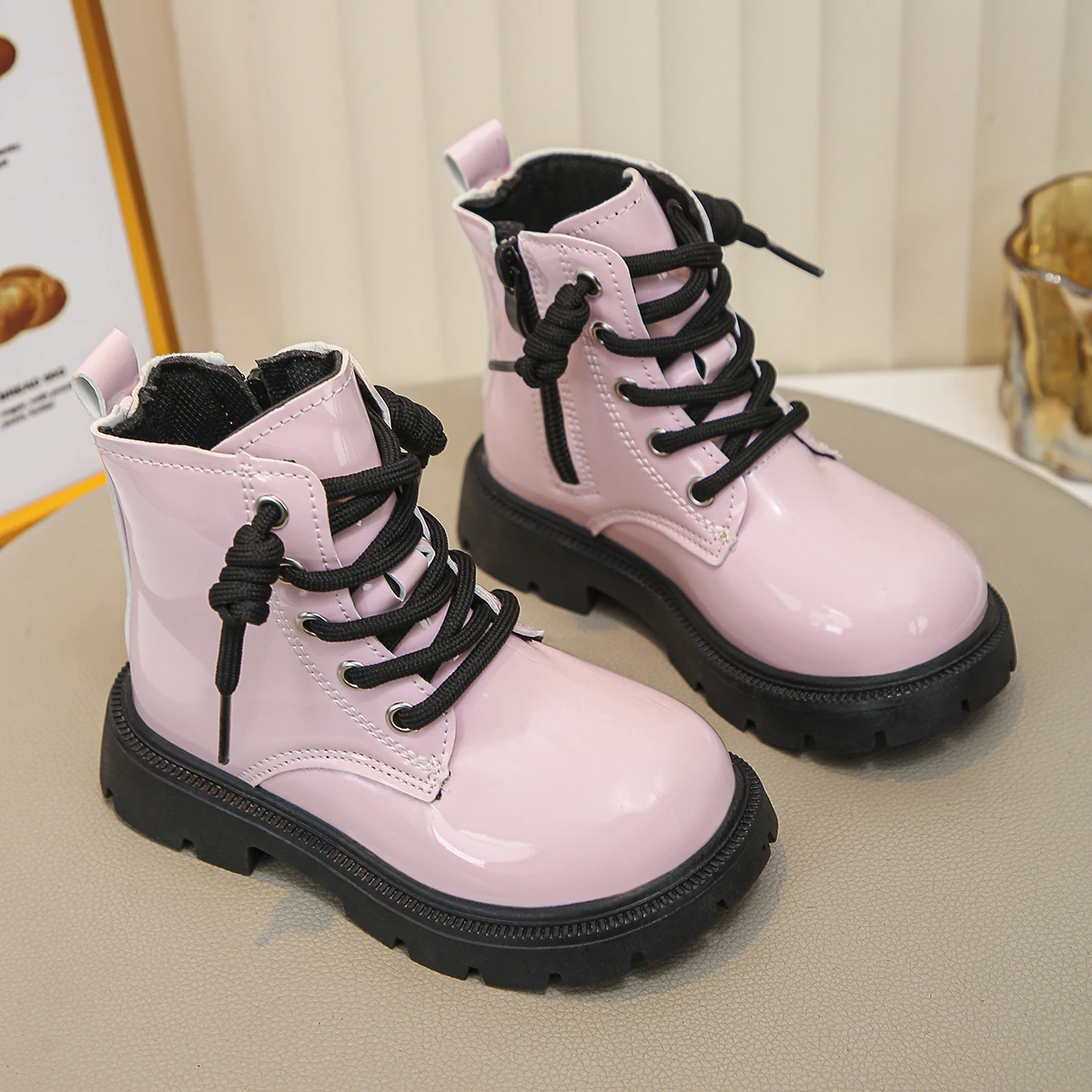 Girls' Comfortable and Versatile F Pink Children's Boots for Autumn and Winter