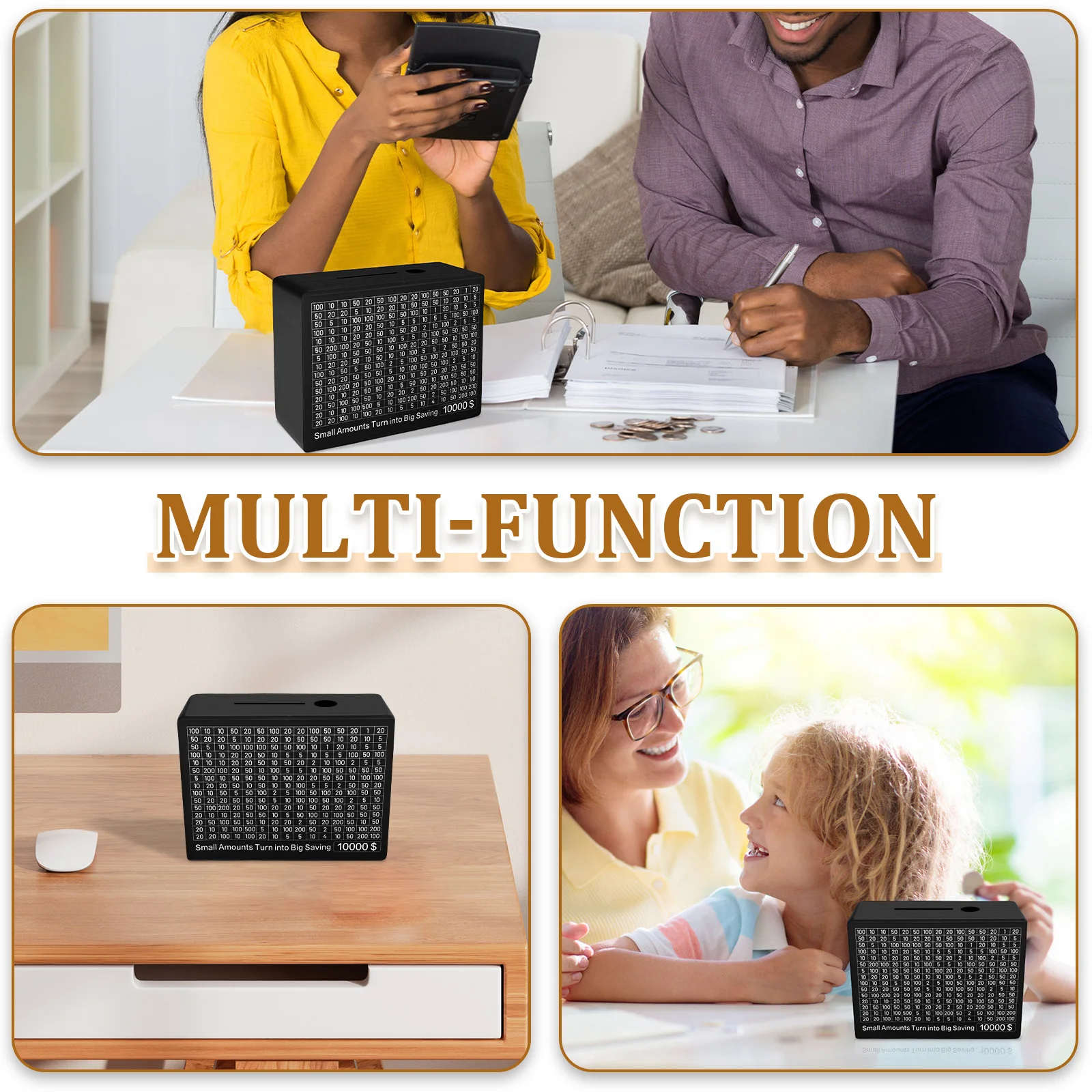 صندوق نقود خشبي قابل لإعادة الاستخدام صندوق توفير المال مع أهداف توفير المال عداد الحرف أصبع أرقام البنك صناديق هدايا الأطفال #6