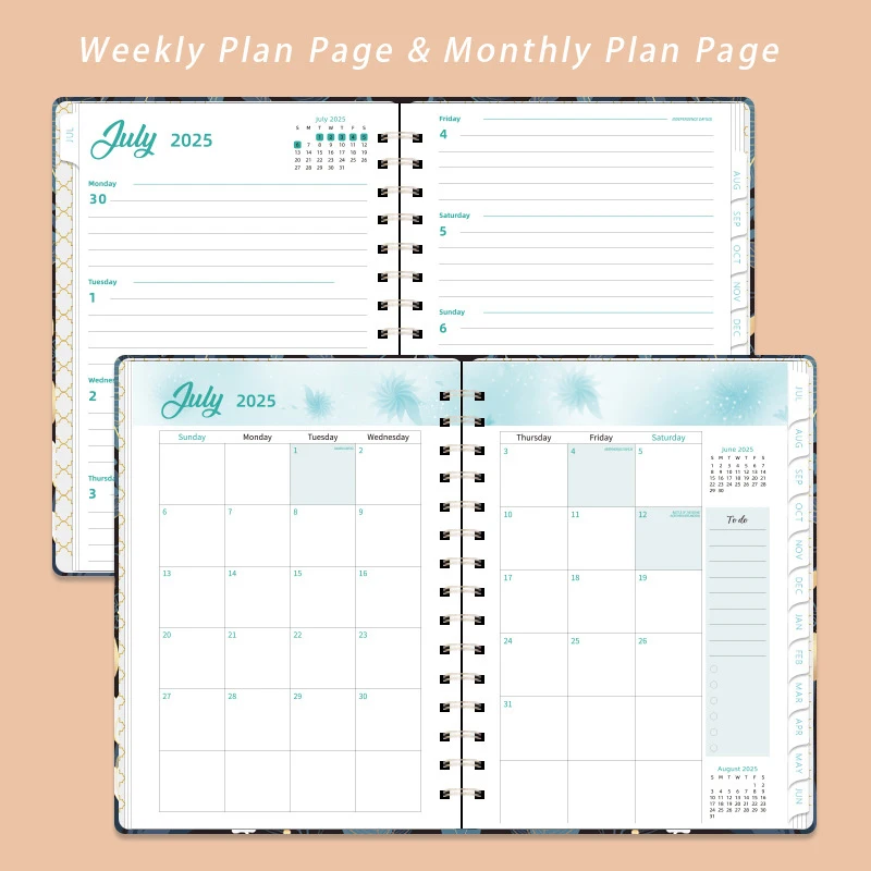 1 PC 2025 Planner เดือนรายสัปดาห์โน้ตบุ๊คตารางไดอารี่ตารางวารสารโรงเรียนอุปกรณ์สํานักงานเครื่องเขียน