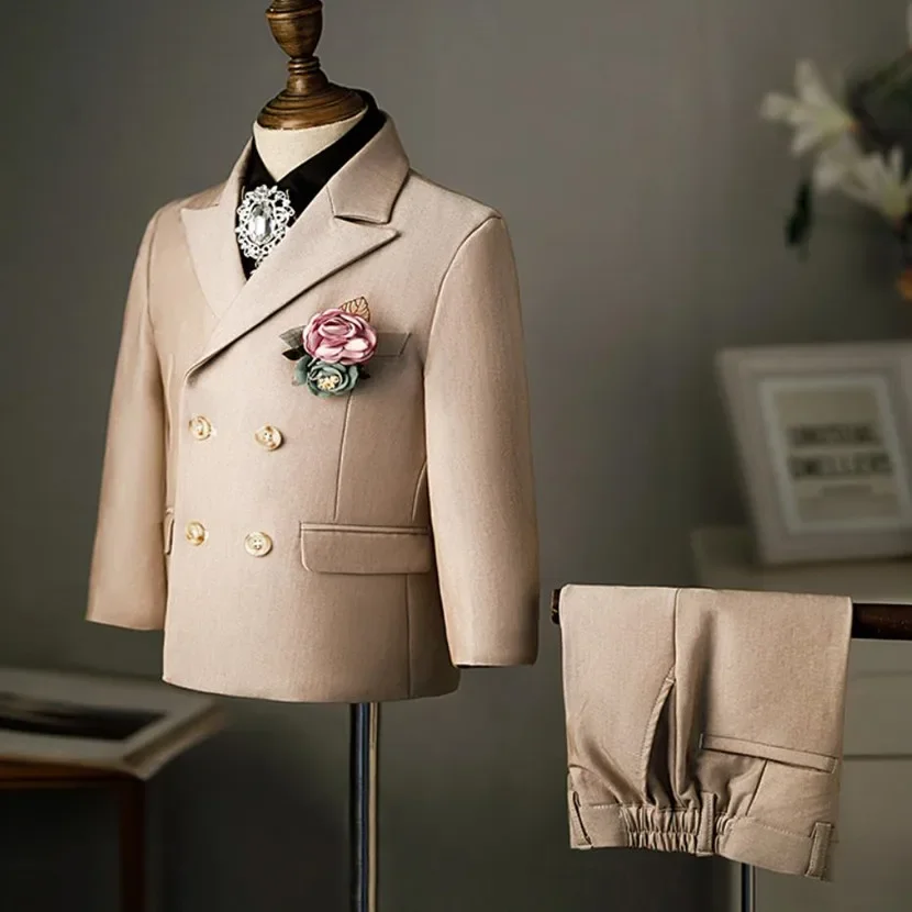 

Birthday Party Dress Children Tuxedo Prom Blazer Sets Toddler Jacket A2151 6PCS Boys Double Breasted Suit Kids Formal Wedding