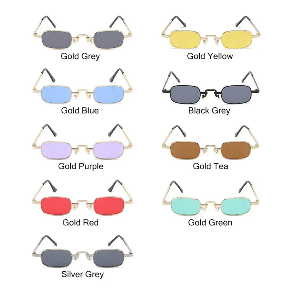 Gafas de sol retro rectangulares UV400 con montura metálica Punk Vintage - imagen 5