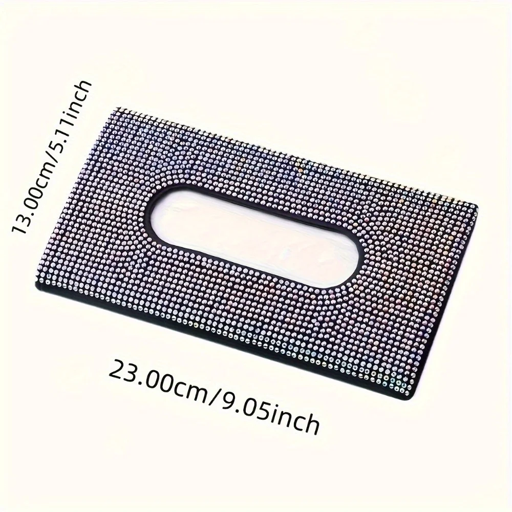 1PC car sun visor tissue box, diamond tissue clip embedded in seat backrest, fashionable Rhinestone car drawing paper box
