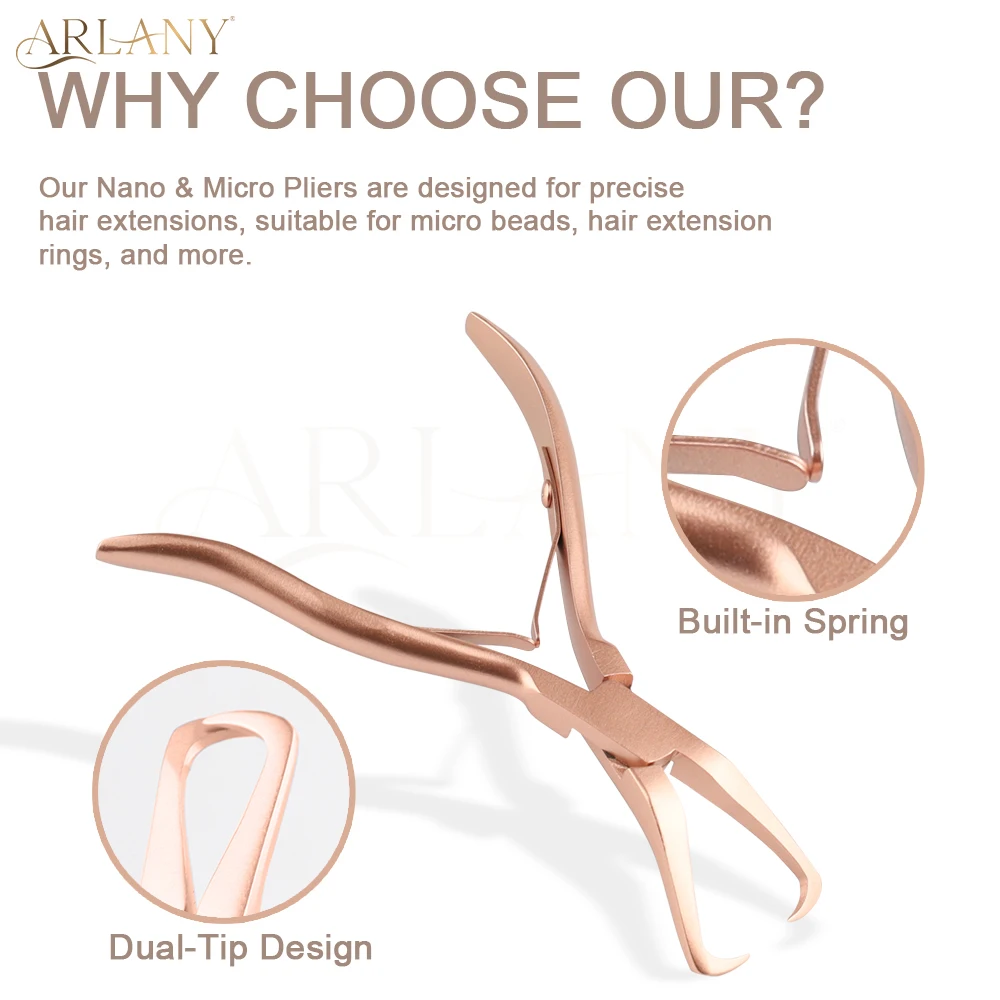 ARLANY كماشة تمديد الشعر لخواتم الخرز الصغير مايكروولينك الخرز مزيل كماشة للخياطة ملحقات لحمة ريشة ملحقات