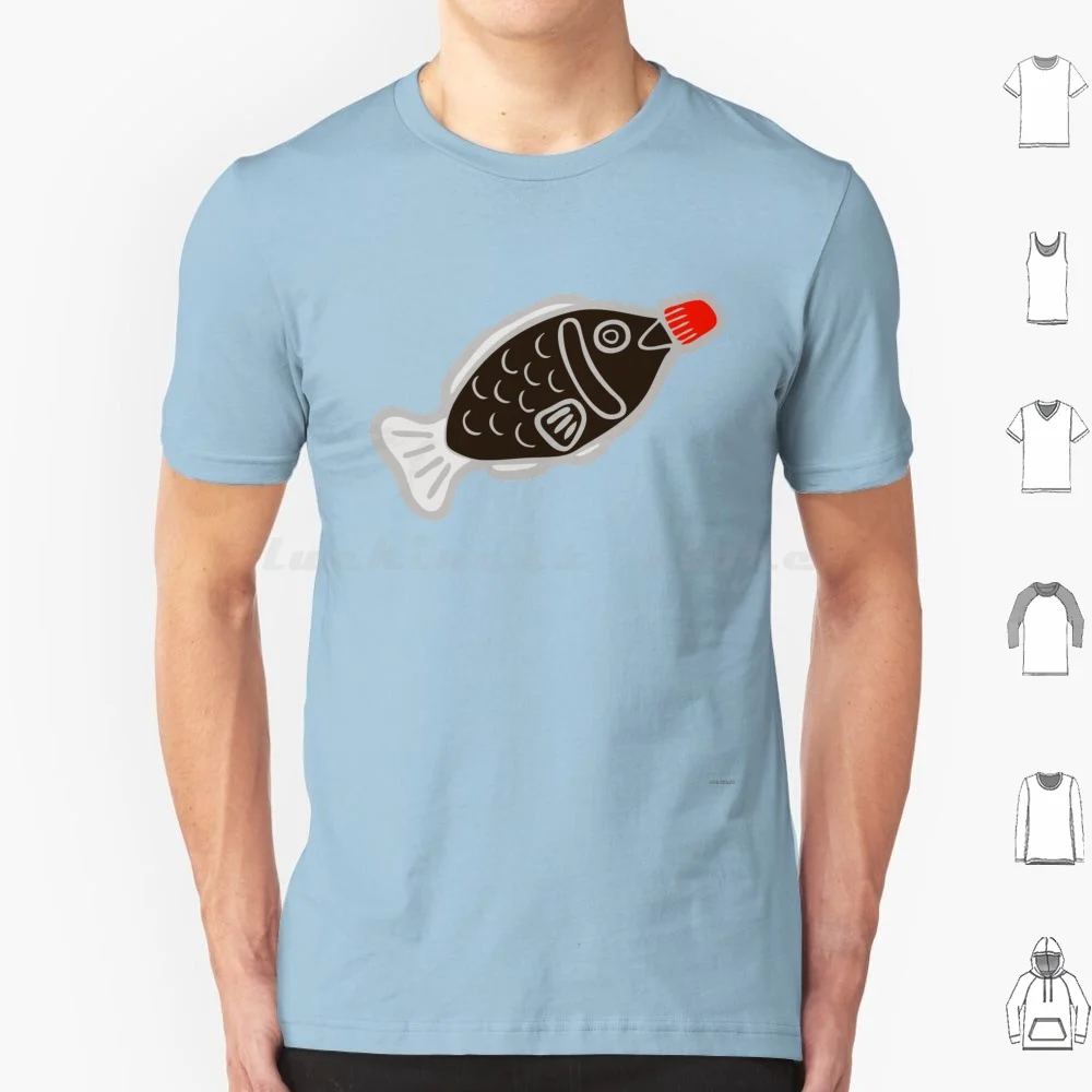 Sushi Soy Fish Pattern In Blue T Shirt 6xl Cotton Cool Tee Sushi Soy Sauce Pattern Fish Lid Plastic Red Blue Grey Brown Kawaii