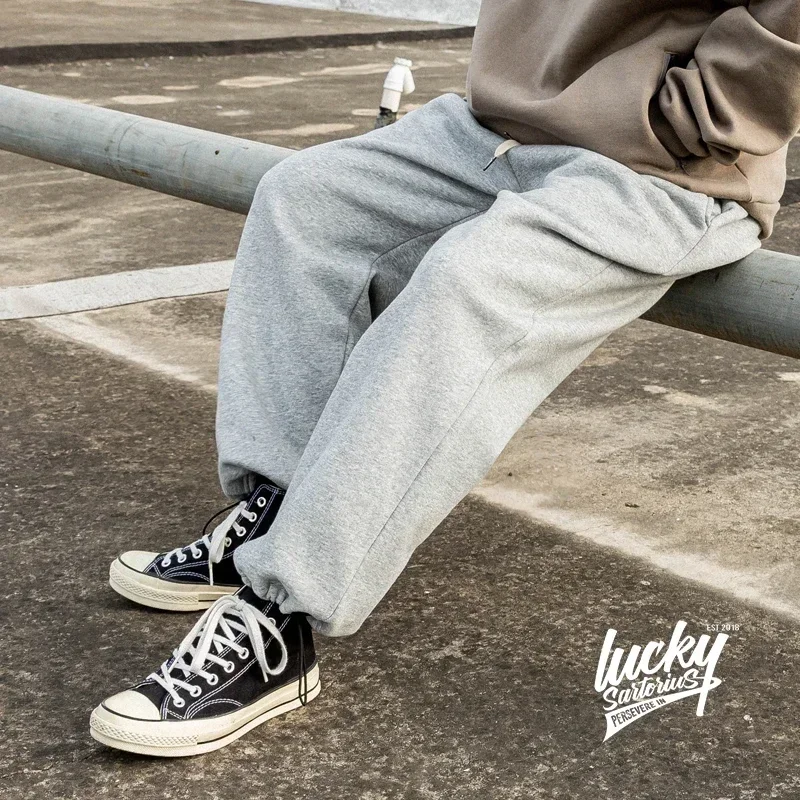 Thickened Plush Warm Sports Youth Men's and Women's Loose Solid Black Light Gray Casual Flannel Pocket Harlan Pants