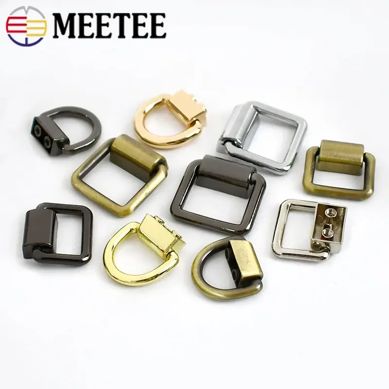 4/10Pcs Meetee 15/16/19mm Metal Bag Strap Side Clip Buckles Square D Ring Clasp Webbing Chain Connection Buckle DIY Accessories