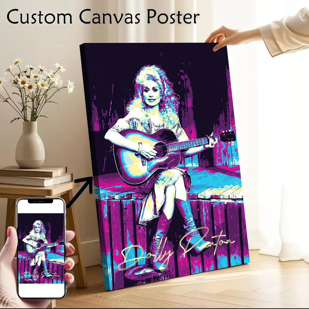 Dolly Parton Colorful Pop Art Portrait Canvas Wall Arts Poster Customizable Pictures Printing for Room Gamer Decoration Painting