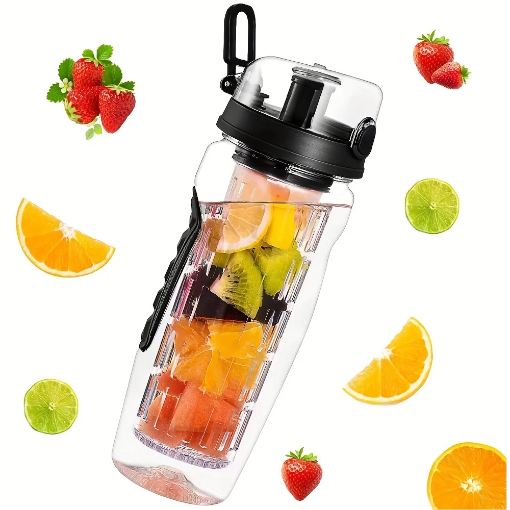 1000ml (32OZ) Large Capacity Fruit Infuser Cup, BPA Free Sports Water Bottle Suitable For Camping, Hiking, Fitness, And Outdoor